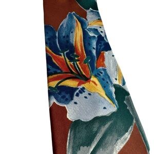 Vintage 90s Colours by Alexander Julian Silk Tie Brown Floral O/S Painted EUC